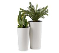 HowHomely Lot de 2 grands pots de fleurs avec insert pour plantes, couleur blanc, en plastique, pour décoration de salon ou jardin, set de 2 pots de fleurs (30 x 57 cm et 25 x 46 cm)