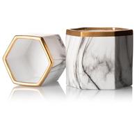 HowHomely Lot de 2 pots de fleurs, aspect marbre, 12 cm, durables et légers, hexagonaux, diamètre pour le salon, en céramique, aspect marbre