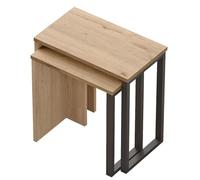 HowHomely Lot de 2 tables d'appoint en bois | Table basse en bois | Table de salon en chêne | Table basse de style industriel | Petite table minimaliste pour salon, chambre à coucher ou bureau