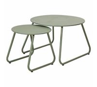HowHomely Lot de 2 tables d'appoint rondes en métal - Vert - Petite table de salon - Design loft moderne - Empilables
