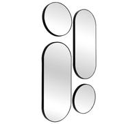 HowHomely | Lot de 4 miroirs muraux noirs à monter au mur, ronds, modernes, décoration pour salon, couloir, chambre à coucher, décoration murale de style loft