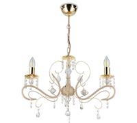 Howhomely | Lustre - Kayen - 51 Cm - Beige Avec Or - Design Elégant - Avec Cristaux - 3-Flammes