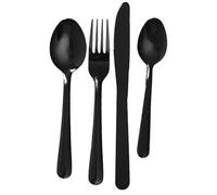 HowHomely | Ménagère 16 pièces Noir - Ménagère en acier inoxydable moderne, vaisselle cuisine, couverts pour 4 personnes