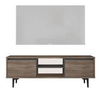 HowHomely Meuble TV bas 140 x 35 x 48 cm - Meuble TV en chêne rustique, moderne, stable, avec étagères, meuble TV pour salon, meuble multimédia