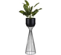 Howhomely porte-fleurs moderne avec couvercle 68 cm au grenier - en métal - porte-plante au design intéressant - cadre noir et couvercle noir au grenier - style