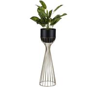 Howhomely porte-fleurs moderne avec couvercle 68 cm au grenier - en métal - porte-plantes au design intéressant - cadre doré et couvercle noir au grenier - style
