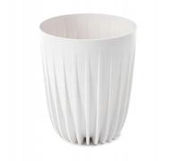HowHomely Pot de fleurs à rayures Eco - 25 x 30 cm - Petit pot de fleurs moderne en plastique recyclé - Pour l'intérieur et l'extérieur - Blanc