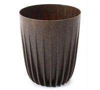 HowHomely Pot de fleurs à rayures Eco - 39 x 46 cm - Petit pot de fleurs moderne en plastique recyclé - Pour l'intérieur et l'extérieur - Grand - Café expresso