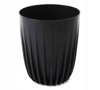 HowHomely Pot de fleurs à rayures Eco - 39 x 46 cm - Petit pot de fleurs moderne en plastique recyclé - Pour l'intérieur et l'extérieur - Noir
