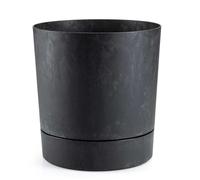 HowHomely Pot de fleurs avec soucoupe - Résistant aux intempéries - 22,5 x 23,6 cm - Pot de fleurs durable et léger - Aspect béton noir - Pour décoration de salon, jardin ou terrasse