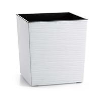 HowHomely Pot de fleurs carré - Blanc - 26 x 25 x 25 cm - Grand pot de fleurs d'extérieur - Avec insert de pot de fleurs - Aspect béton - Pour décoration de salon, jardin et terrasse