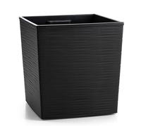HowHomely Pot de fleurs carré - Noir - 31 x 30 x 30 cm - Grand pot de fleurs d'extérieur - Avec insert de pot de fleurs - Aspect béton - Pour décoration de salon, jardin et terrasse