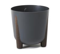 HowHomely Pot de fleurs en plastique gris avec pieds marron - Pot de fleurs écologique - Diamètre 34,1 cm x hauteur 32 cm - Pot de fleurs léger et stable pour l'intérieur ou le balcon et la terrasse