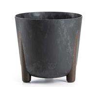 HowHomely Pot de fleurs en plastique noir avec pieds marron - Pot de fleurs écologique - Diamètre 30 cm x hauteur 28,5 cm - Pot de fleurs léger et stable pour l'intérieur ou le balcon et la terrasse