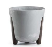 HowHomely Pot de fleurs en plastique noir avec pieds marron - Pot de fleurs écologique - Diamètre 30 cm x hauteur 28,5 cm - Pot de fleurs léger et stable pour l'intérieur ou le balcon et la terrasse