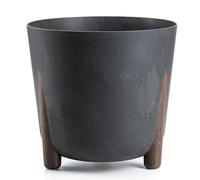 HowHomely Pot de fleurs en plastique noir avec pieds marron - Pot de fleurs écologique - Diamètre 34,1 cm x hauteur 32 cm - Pot de fleurs léger et stable pour l'intérieur ou le balcon et la terrasse