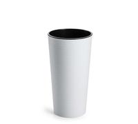 HowHomely Pot de fleurs grand format haut 37 cm avec insert pot de fleurs 20 cm de diamètre - Grand pot de fleurs blanc en plastique pour décoration de salon, jardin ou terrasse