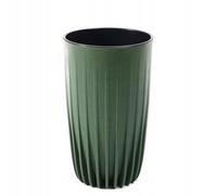 HowHomely Pot de fleurs haut rayé Eco - 25 x 42 cm - Grand pot de fleurs moderne en plastique - Poignée en métal - Pot de fleurs recy n plastique - Pour l'intérieur et l'extérieur - Vert