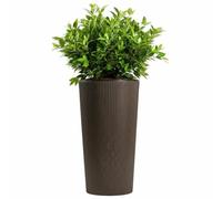 HowHomely Pot de fleurs - Marron - 30 x 30 x 57 cm - Décoratif - Rainuré - Structure moderne et classique - Pour l'intérieur et l'extérieur