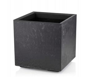 HowHomely Pot de fleurs, noir, 40 x 39 x 39 cm, grand, bac à plantes, sur roulettes, avec bouchon d'évacuation, aspect béton, pour jardin et terrasse