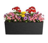 HowHomely Pot de fleurs - Noir - 56 x 19 cm - Structure rainurée - Pour le jardin - En plastique - Moderne et décoratif
