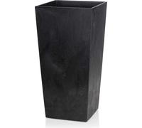 HowHomely Pot de fleurs Porto 46,5 cm de hauteur, bac à plantes, noir Cache-pot pour jardin balcon