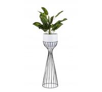 HowHomely Pot de fleurs rond moderne avec structure en métal Noir/blanc 68 x 20 x 20 cm