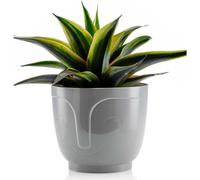 HowHomely Pot de fleurs Zoe hauteur 16 cm, bac à plantes, gris Cache-pot pour jardin balcon