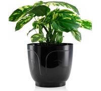 HowHomely Pot de fleurs Zoe hauteur 16 cm, bac à plantes, noir Cache-pot pour jardin balcon