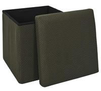 HowHomely Pouf avec espace de rangement - 38 x 38 x 38 cm - Vert - Pliable - Rembourré - Boîte de rangement - Idéal pour salon, chambre à coucher, couloir, bureau, couloir