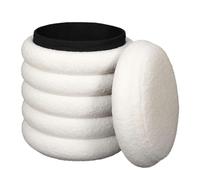 HowHomely | Pouf avec espace de rangement 43,5 x 37 x 37 cm - Bouclé Pouf blanc, doux et moderne, tabouret rembourré avec couvercle, rangement, salon, chambre à coucher