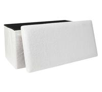 HowHomely Pouf pouf - Coussin de sol - 76 x 38 x 38 cm - Blanc - Tabouret moderne avec espace de rangement pour salon, chambre à coucher, couloir ou chambre d'enfant - Décoration et meuble d'assise