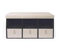 HowHomely Pouffe Pouffe en beige/noir - Pouf avec espace de rangement et compartiments de rangement - Siège moderne pour couloir, chambre à coucher, salon ou garde-robe - Polyvalent et décoratif
