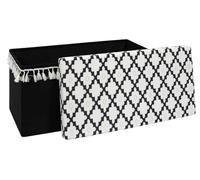 HowHomely Pouffe Puff - Coussin de sol - 76 x 38 x 38 cm - Noir et blanc - Tabouret moderne avec espace de rangement pour salon, chambre à coucher, couloir ou chambre d'enfant - Décoration et meuble