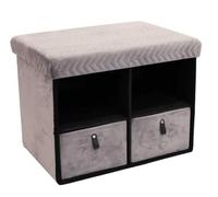 HowHomely Pouffe Puff - Gris/noir - Coussin de sol et coussin d'assise - 50 x 38 x 38 cm - Tabouret moderne avec espace de rangement pour salon, chambre à coucher, couloir ou chambre d'enfant
