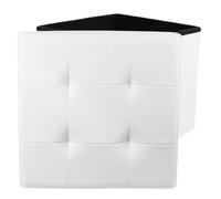 HowHomely Pouffe Puff - Pouf - Coussin de sol - 38 x 38 cm - Tabouret en cuir synthétique avec espace de rangement - Meuble moderne pour salon, chambre à coucher, couloir ou bureau - Blanc