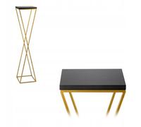 HowHomely Présentoir à fleurs moderne doré 100 cm avec panneau MDF noir