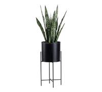 HowHomely Présentoir à fleurs moderne en métal - 55 cm de haut - Avec pot de fleurs noir rond de 21 cm de diamètre - Sur support robuste - Support de plantes de style loft pour la décoration