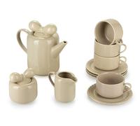 HowHomely Service à café en céramique pour 4 personnes - Beige - Avec théière, sucrier, pot à lait et 4 tasses avec soucoupes