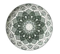 HowHomely | Service de table Indi 12 pièces, assiettes en porcelaine vertes et blanches, lot de 4 assiettes plates de 27 cm, 4 assiettes à dessert 19 cm, 4 assiettes creuses de 20 cm, motif mandala
