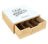 HowHomely | Support de capsules en bambou avec plateau en céramique - Organiseur pour capsules de café, distributeur de capsules