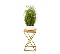 HowHomely Support de fleurs doré 40 cm avec panneau MDF aspect chêne moderne