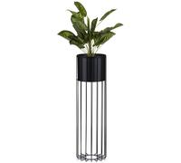 Howhomely support de fleurs moderne avec couvercle 70 cm au grenier en métal - support de plantes avec un design intéressant - cadre noir et couvercle noir au grenier - style