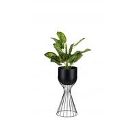 HowHomely Support de Fleurs Moderne en métal - 20 x 20 x 46 cm - Noir - Pot de Fleurs avec Support - Support de Fleurs Robuste - pour décoration intérieure, Balcon, Jardin