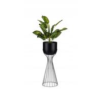 HowHomely Support de Fleurs Moderne en Métal - 56 cm de Haut - Avec Pot Noir Rond de 18 cm de Diamètre - Robuste - Pour Décoration Intérieure