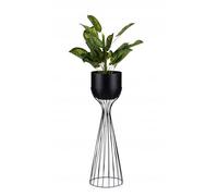 HowHomely Support de fleurs moderne en métal - 68 cm de haut - Avec pot de fleurs noir rond de 18 cm de diamètre - Sur support robuste - Support de plantes pour décoration intérieure