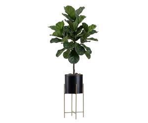 HowHomely Support de pot de fleurs décoratif en métal avec cache-pot Doré/noir 55 cm