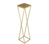 HowHomely Support pour plantes en métal - 100 cm de haut - Tabouret stable et solide avec aspect chêne - Panneau MDF sur support doré - Support de fleurs pour décoration intérieure
