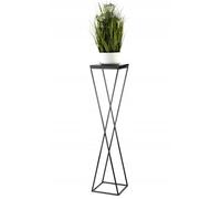HowHomely Support pour plantes en métal - 100 cm de haut - Tabouret stable et solide avec panneau MDF noir sur support robuste - Support de fleurs pour décoration intérieure