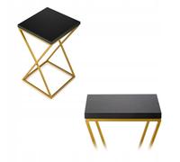 HowHomely Support pour plantes en métal - 40 cm de haut - Tabouret à fleurs stable et solide avec panneau MDF noir sur support doré - Support de fleurs pour décoration intérieure